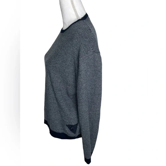 Barbour XL 100% Wool Navy and Gray Striped Sweater - Picture 3 of 8